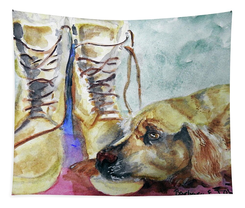 Boots Tapestry featuring the painting Boots by Barbara F Johnson