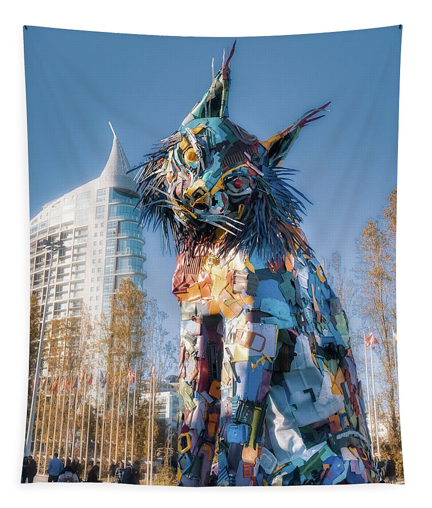 Plastic Tapestry featuring the photograph Bordalo II Oriente's Cat by Micah Offman