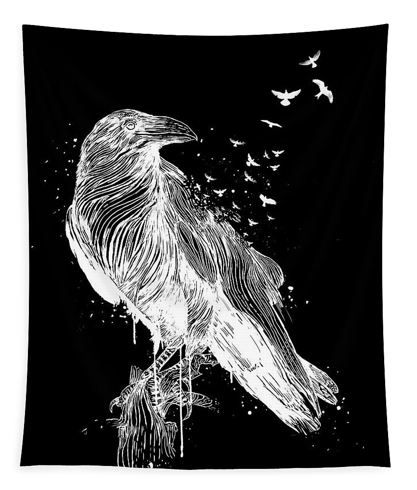Birds Tapestry featuring the drawing Born to be free II by Balazs Solti