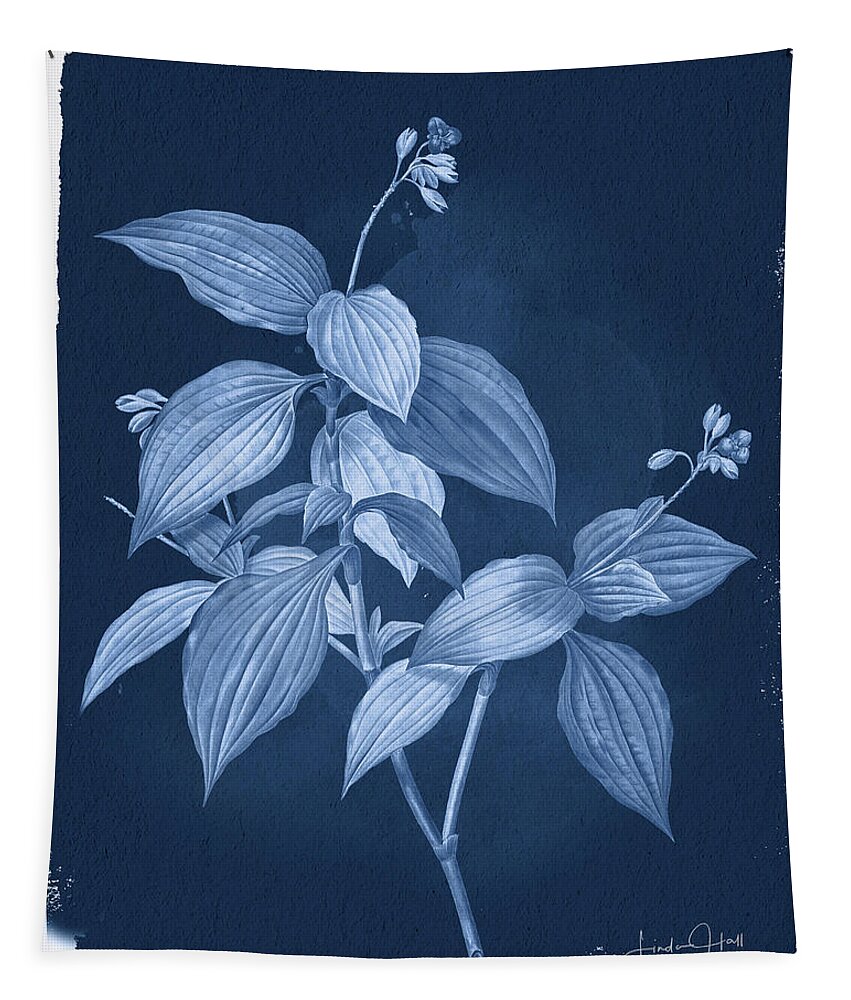 Digital Tapestry featuring the digital art Botanical Cyanotype Series No. One by Linda Lee Hall