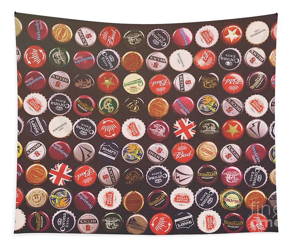 Bottle Tapestry featuring the photograph Bottle cap backround old poster by Jane Rix