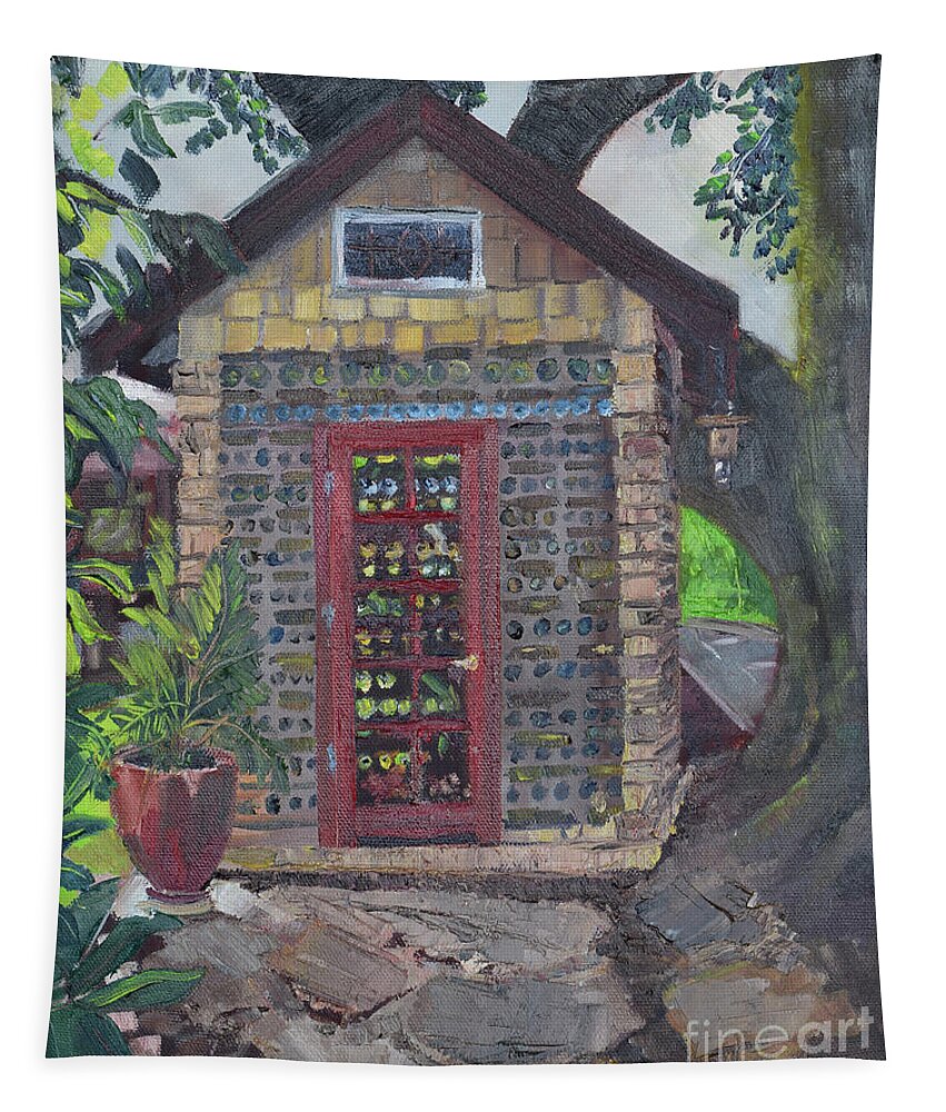 Tapestry featuring the painting Bottle house by Jan Dappen