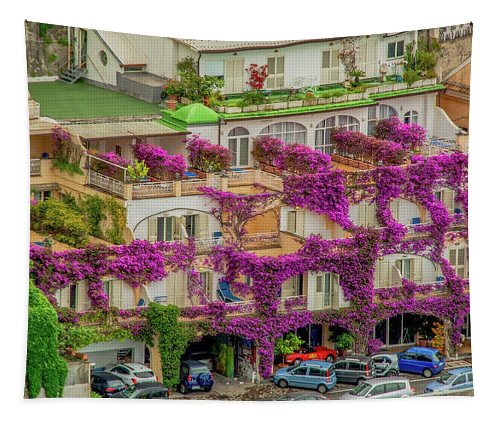 Almalfi Coast Tapestry featuring the photograph Bougainvillea Beauty of Italy by Marcy Wielfaert