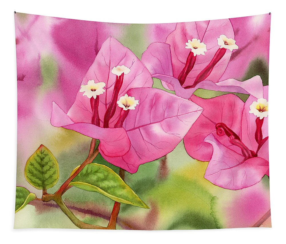 Bougainvillea Tapestry featuring the painting Bougainvillea by Espero Art
