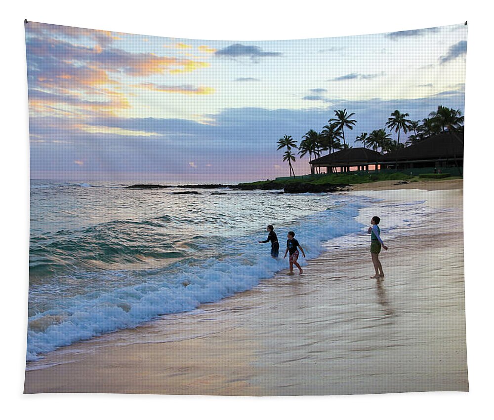 Poipu Beach Tapestry featuring the photograph Boy at Play by Robert Carter