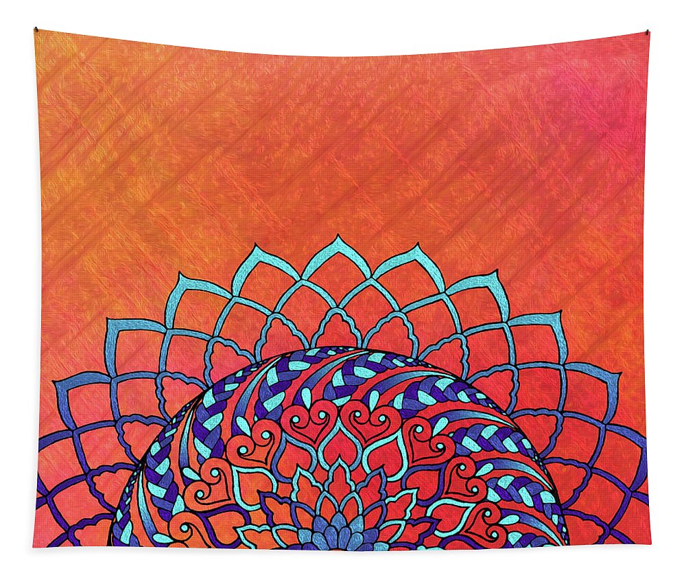 Mandala Tapestry featuring the digital art Braided Hearts Mandala by Mary J Winters-Meyer