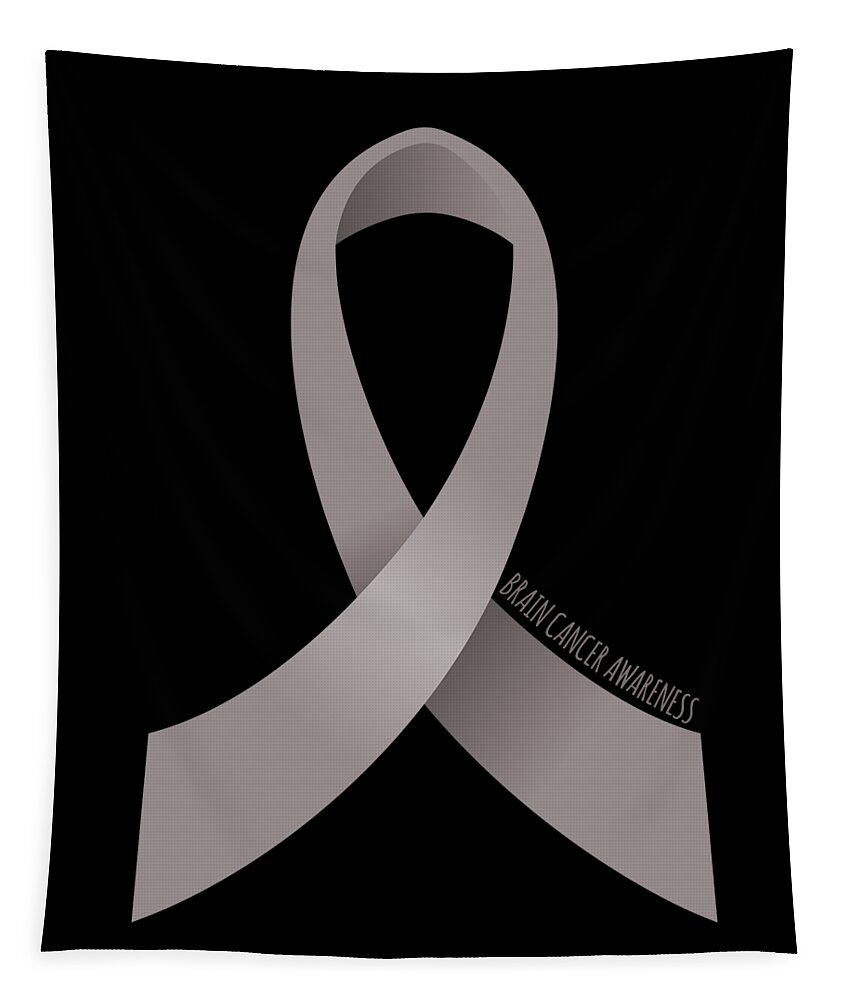 Awareness Tapestry featuring the digital art Brain Cancer Awareness Ribbon by Flippin Sweet Gear