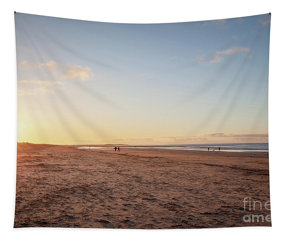 Brancaster Tapestry featuring the photograph Brancaster Beach North Norfolk at sunset by Simon Bratt