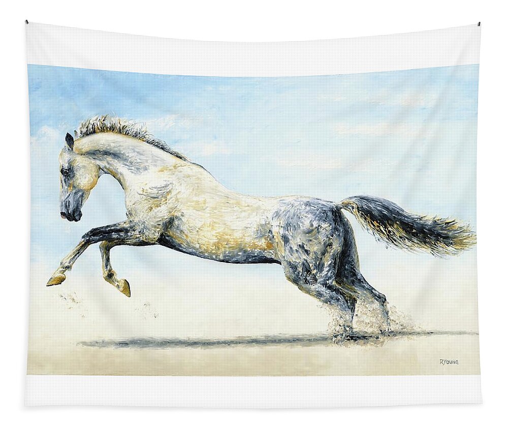 Horse Tapestry featuring the painting Break Free by Richard Young