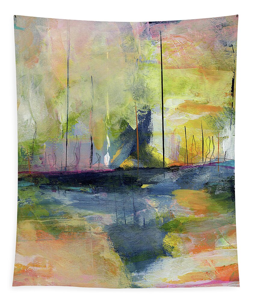 Abstract Tapestry featuring the painting Breaking Dawn by Diane Maley