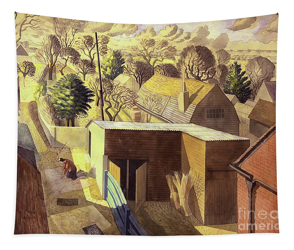 Cc0 Tapestry featuring the photograph Brick Farm Great Bardfield Essex by ERIC RAVILIOUS by Jack Torcello