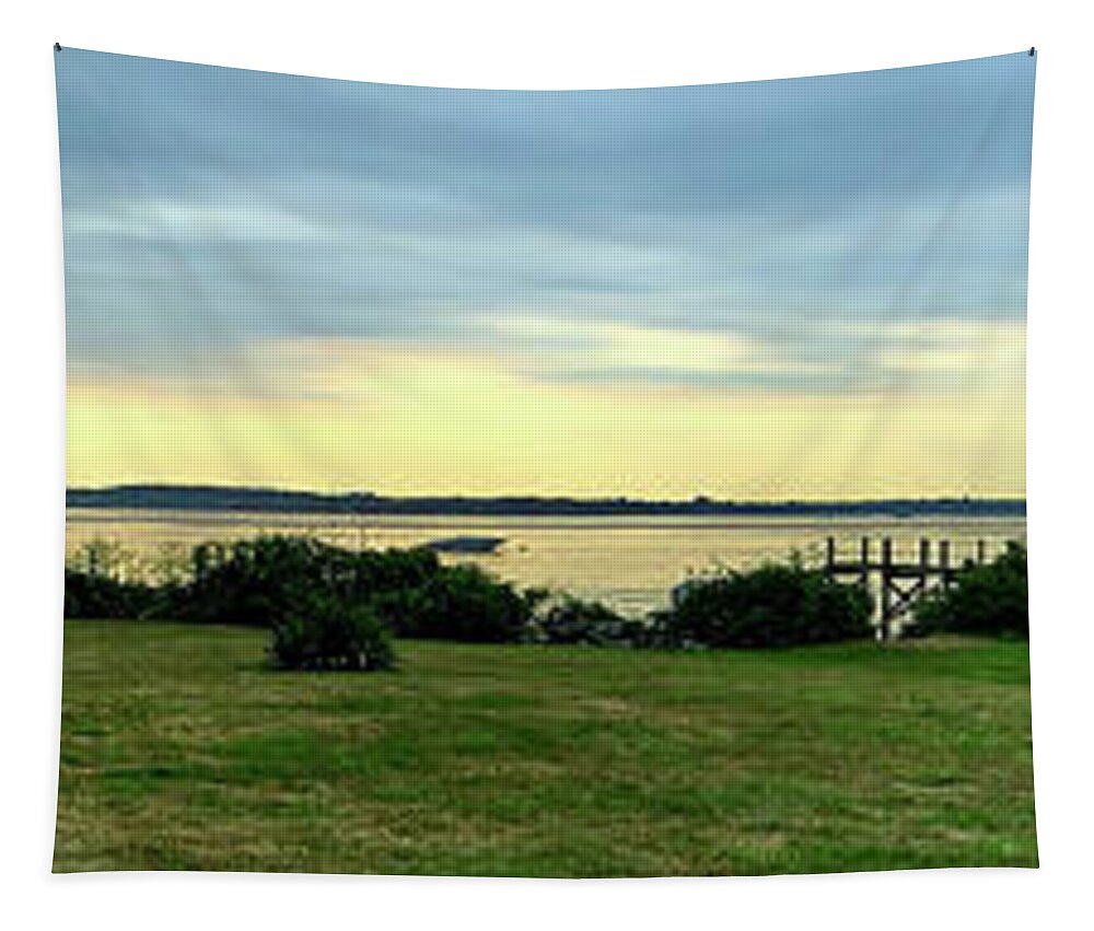 Newport Tapestry featuring the photograph Bridge On The Bay in color by Jim Feldman