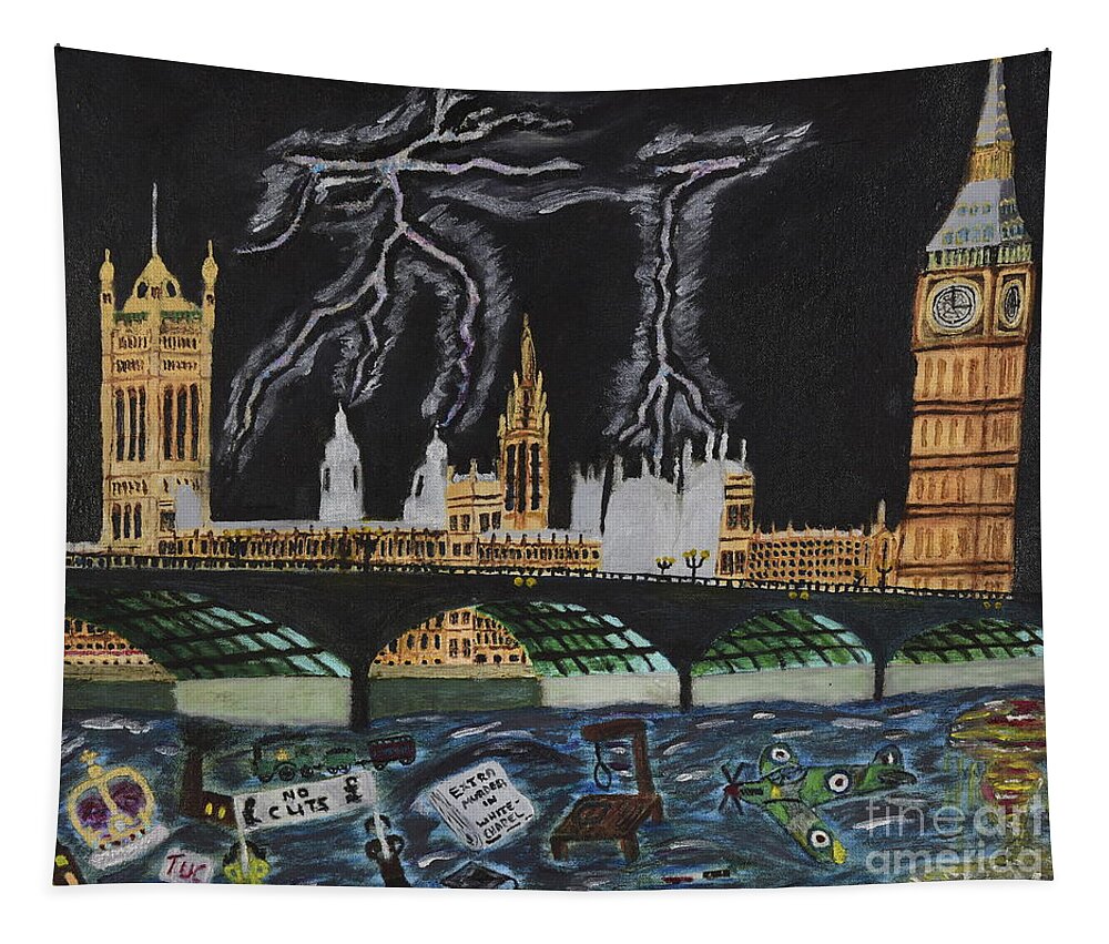 London Tapestry featuring the painting Bridge over Troubled waters by David Westwood