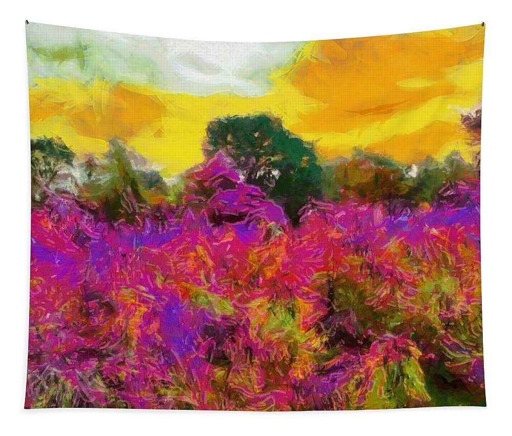 Meadow Tapestry featuring the mixed media Brilliant Meadow by Christopher Reed