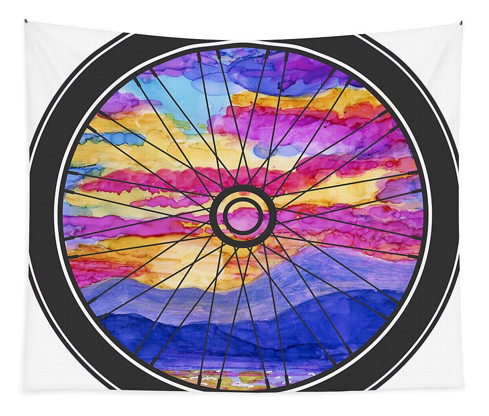 Alcohol Ink Tapestry featuring the painting Brilliant Sunset by Julie Greene-Graham