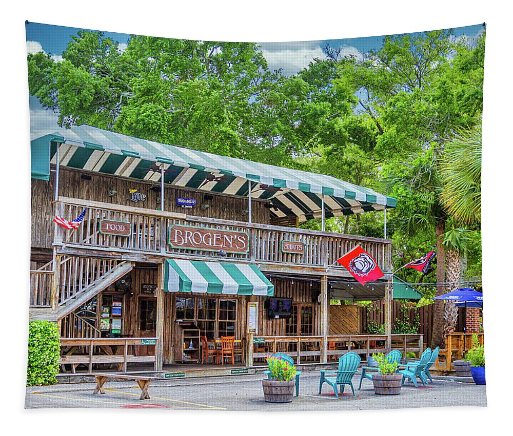 Brogens Tapestry featuring the photograph Brogans Bar on St Simons by Darryl Brooks