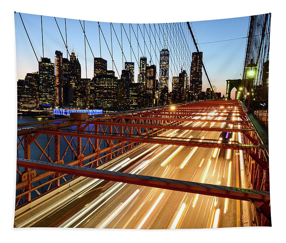 Brooklyn Tapestry featuring the photograph Last Exit, Brooklyn - Brooklyn Bridge, New York City by Earth And Spirit