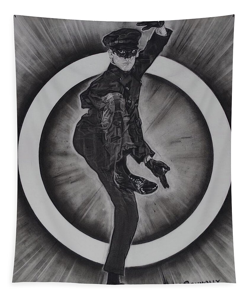 Charcoal Pencil Tapestry featuring the drawing Bruce Lee - Kato - 2 by Sean Connolly