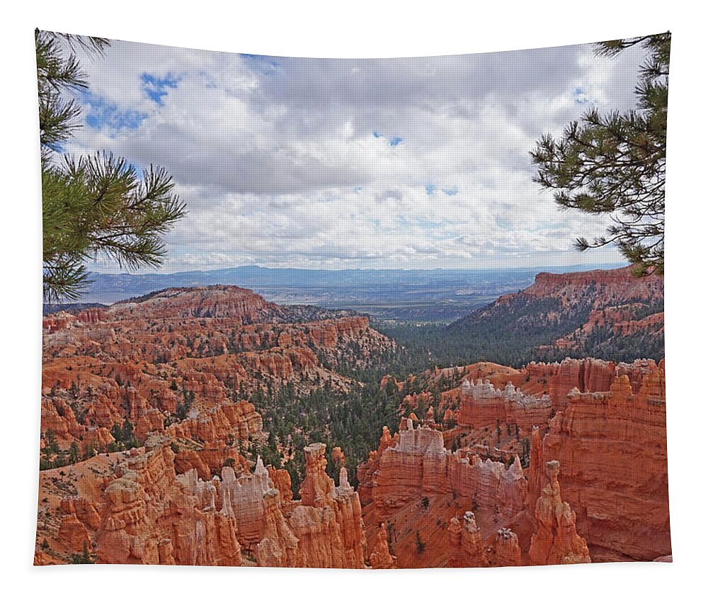 Bryce Canyon National Park Tapestry featuring the photograph Bryce Canyon National Park - Panorama with Branches by Yvonne Jasinski