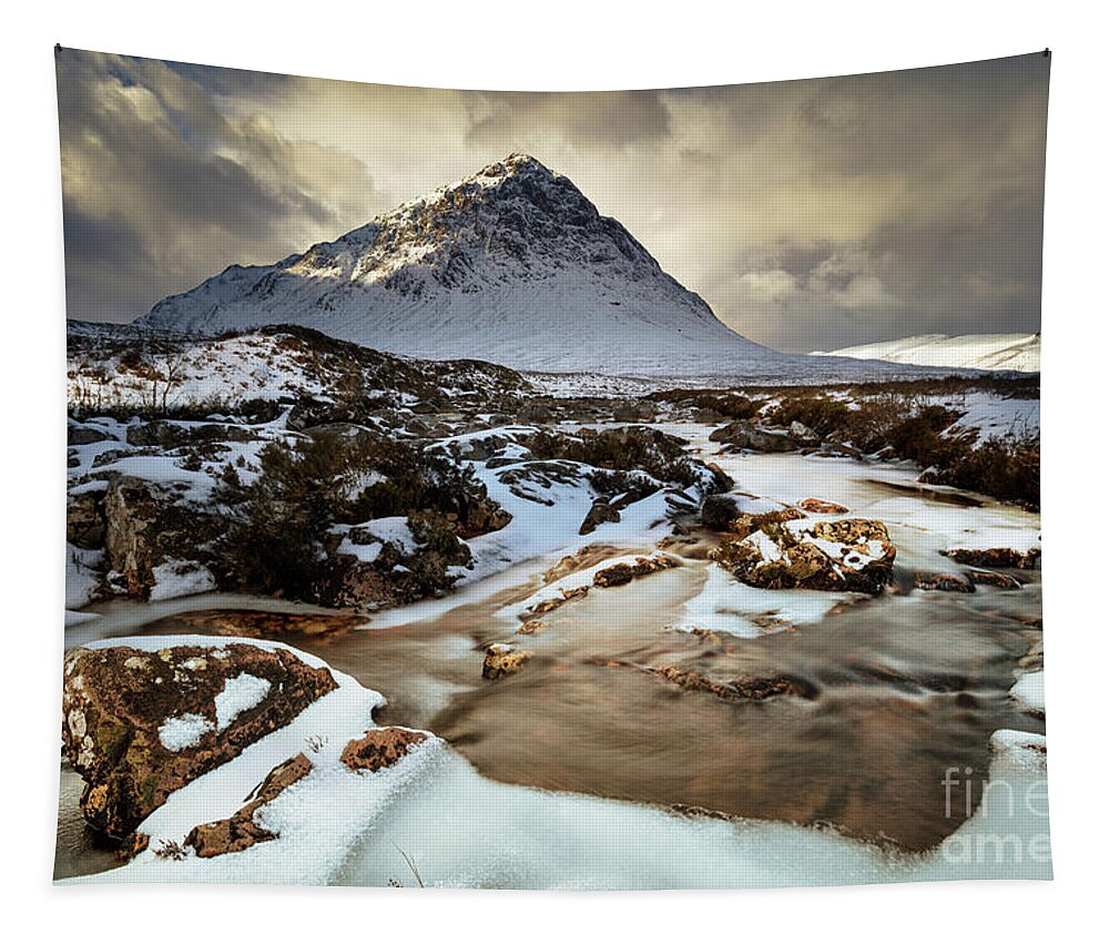 Buachaille Etive Mor Tapestry featuring the photograph Buachaille Etive Mor storm, Scottish Highlands by Neale And Judith Clark