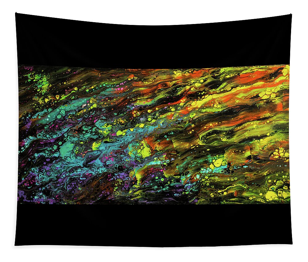 Abstract Tapestry featuring the painting Bubbling Beneath by Renee Logan