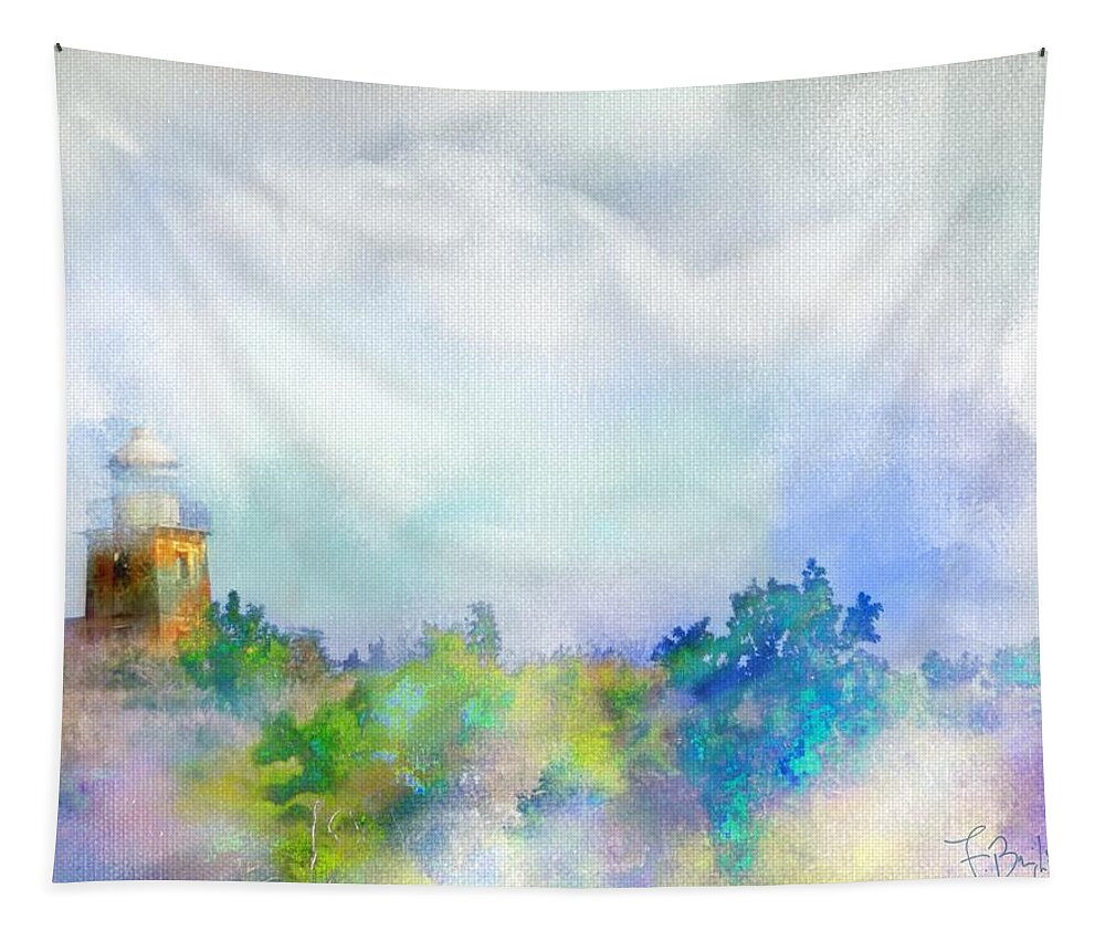 Ipad Painting Tapestry featuring the digital art Buck Island Lighthouse by Frank Bright
