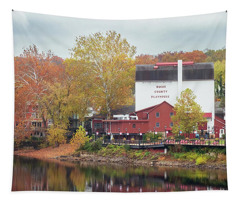 New Hope Tapestry featuring the photograph Bucks County Playhouse in Autumn by Kristia Adams