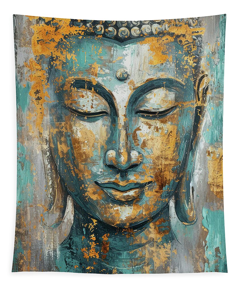 Buddha Tapestry featuring the painting Buddha Enlightenment by Tina LeCour