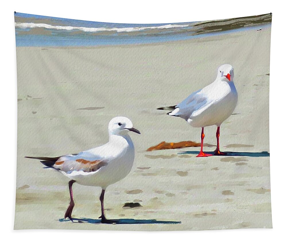 Seagulls Tapestry featuring the painting Buddies by Tammy Lee Bradley