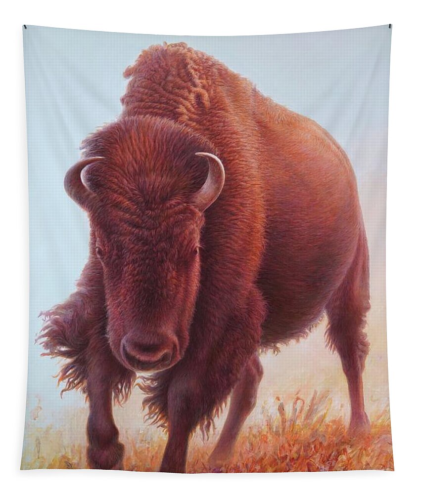 Buffalo Tapestry featuring the painting Buffalo L of 2 by Hans Droog