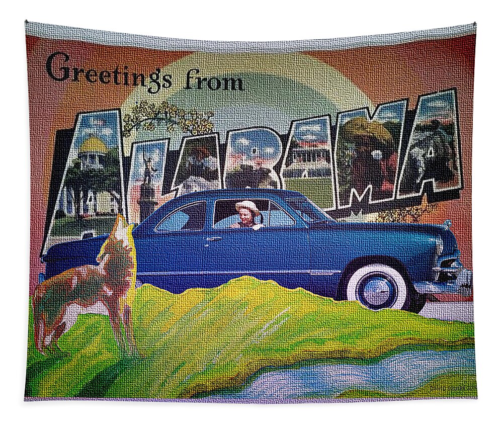 Dixie Road Trips Tapestry featuring the digital art Dixie Road Trips / Alabama by David Squibb