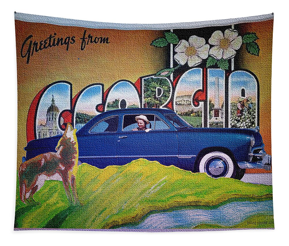 Dixie Road Trips Tapestry featuring the digital art Dixie Road Trips / Georgia by David Squibb