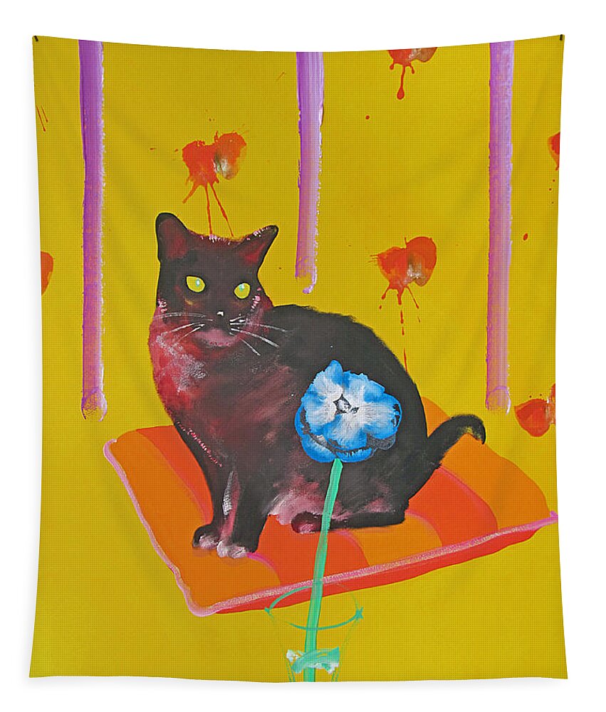 Burmese Cat Tapestry featuring the painting Burmese Cat on a Cushion by Charles Stuart