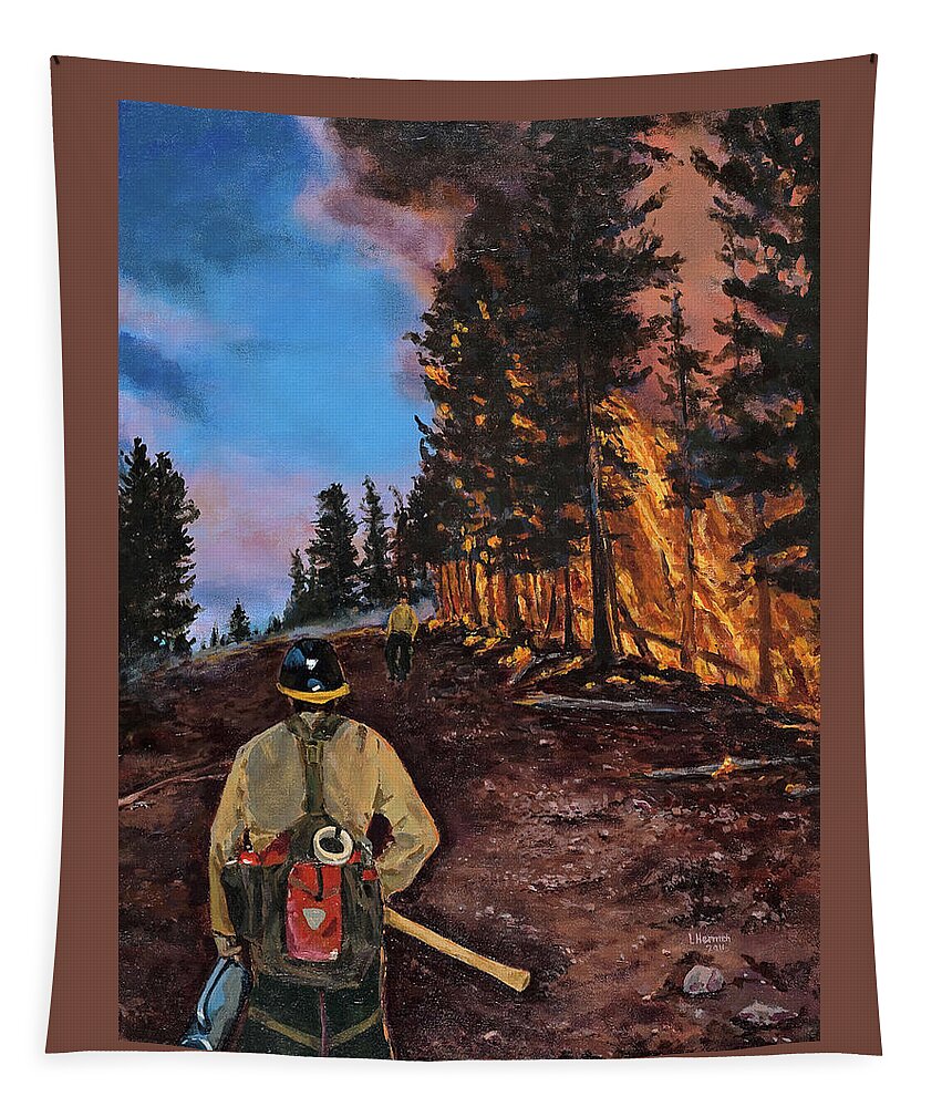 Wildland Fire Tapestry featuring the digital art Burn Out by Les Herman