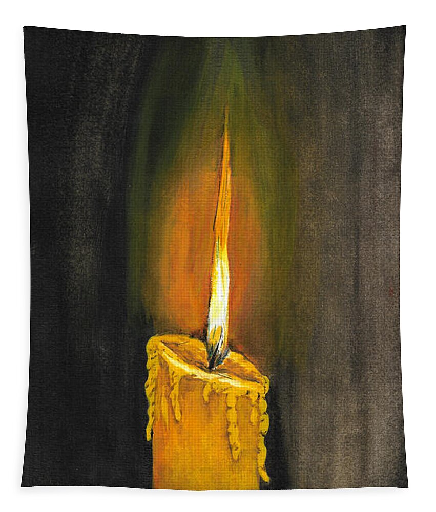 Candle Tapestry featuring the painting Burning candle by Tatiana Fess
