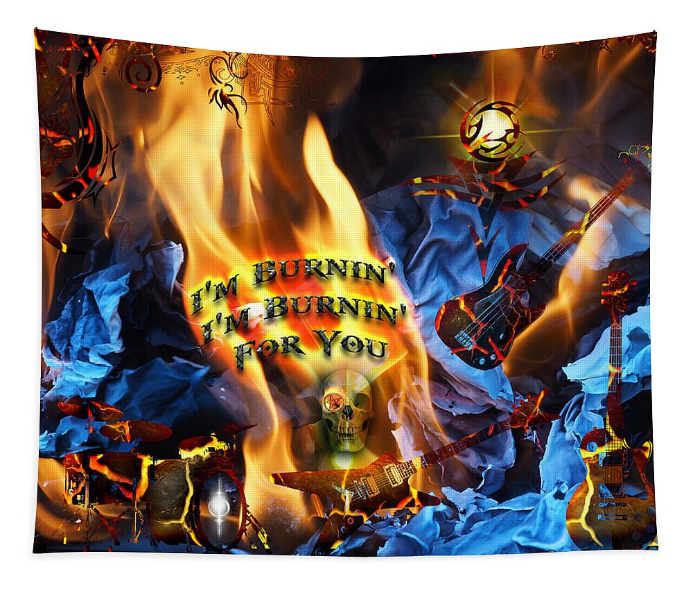 Fire Tapestry featuring the digital art Burning For You by Michael Damiani