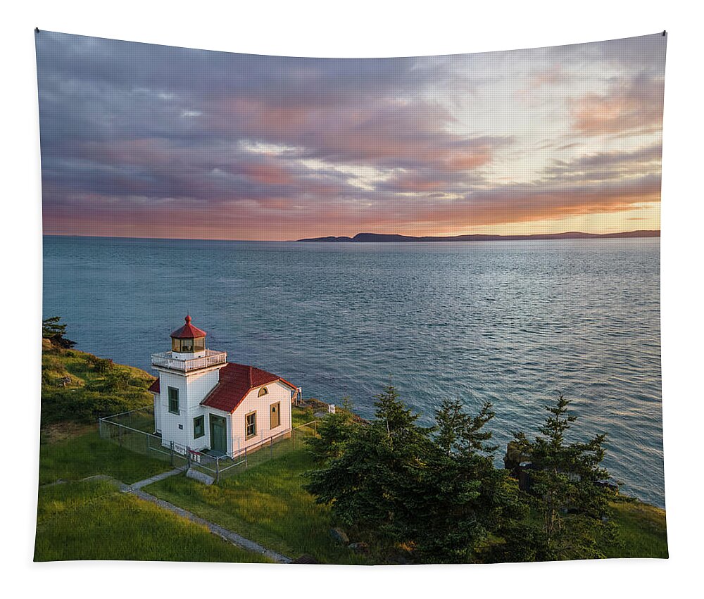 Lighthouse Tapestry featuring the photograph Burrows Island Sunset by Michael Rauwolf