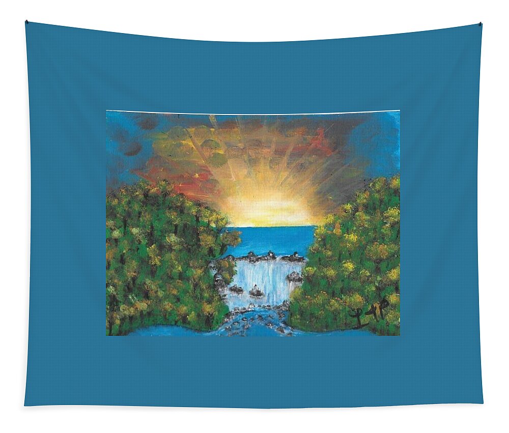 Sunrise Tapestry featuring the painting Burst of Sunshine by Esoteric Gardens KN