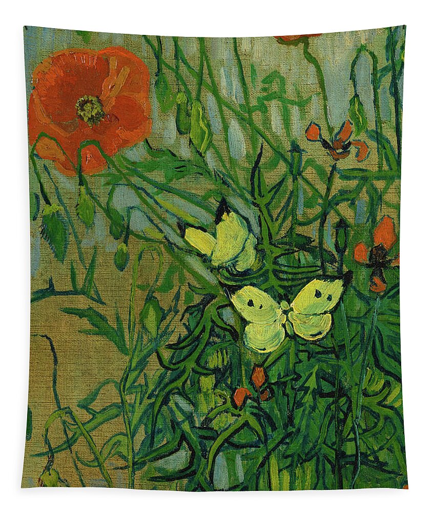 Butterflies and poppies Painitng Canvas Print wall home Decor Vincent van Gogh 
