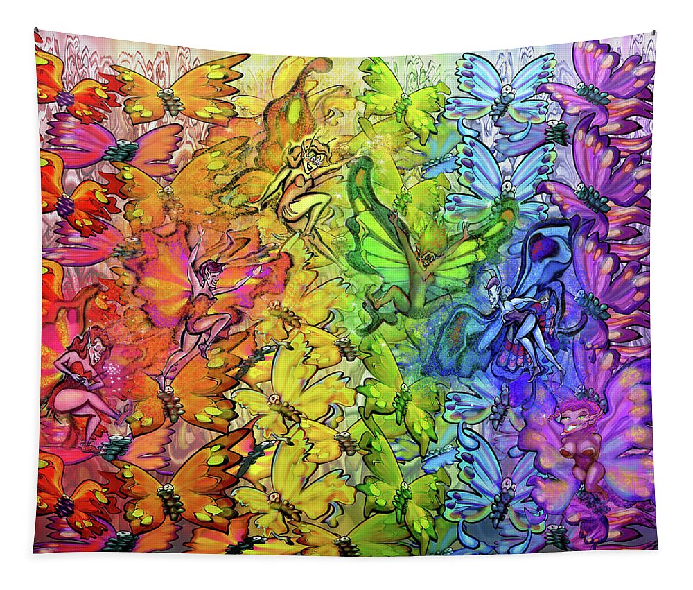 Butterfly Tapestry featuring the digital art Butterflies Faeries Rainbow by Kevin Middleton
