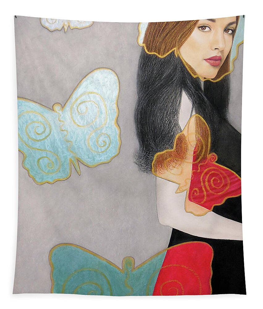 Butterflies Tapestry featuring the painting Butterflies by Lynet McDonald