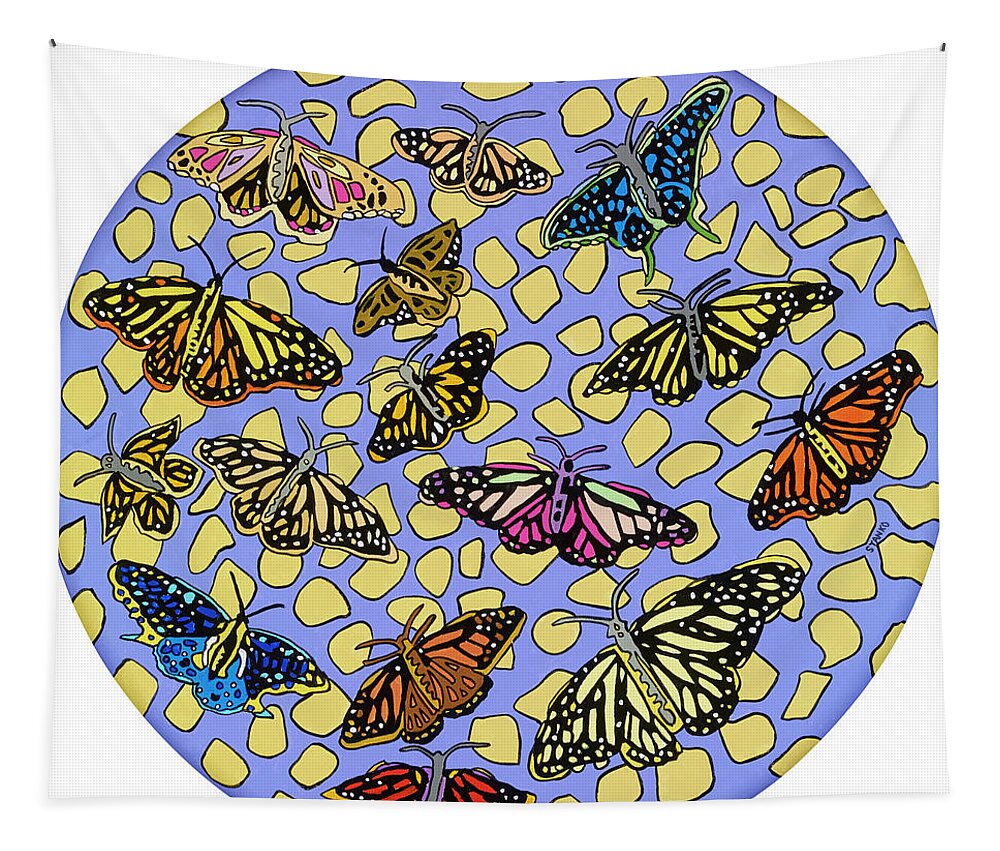 Butterfly Butterflies Pop Art Tapestry featuring the painting Butterflies by Mike Stanko