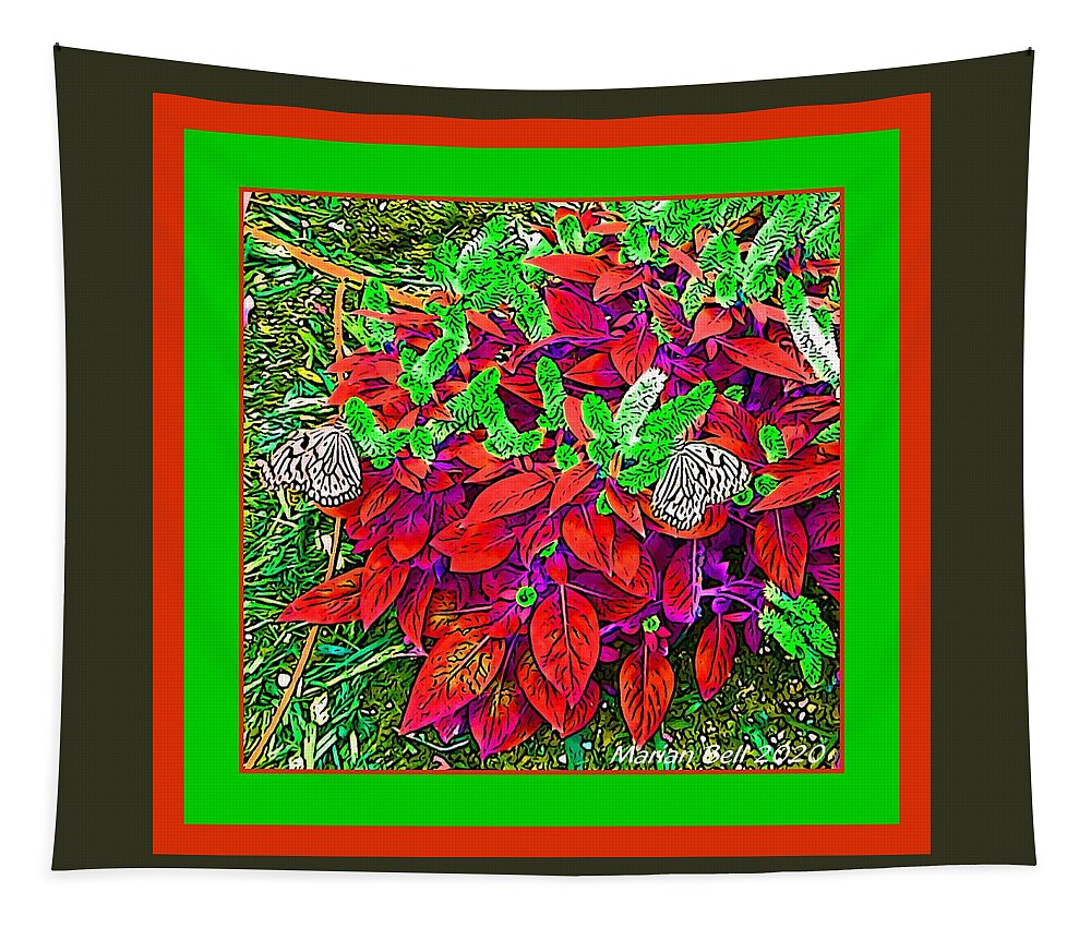 Butterflies Tapestry featuring the digital art Butterflies on the Butterfly Bush Abstract by Marian Bell