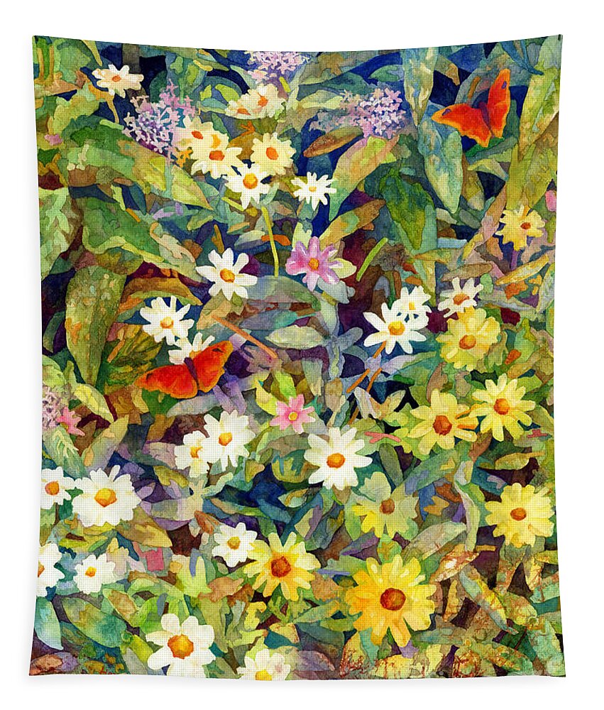 Flowers Tapestry featuring the painting Butterfly Garden by Hailey E Herrera
