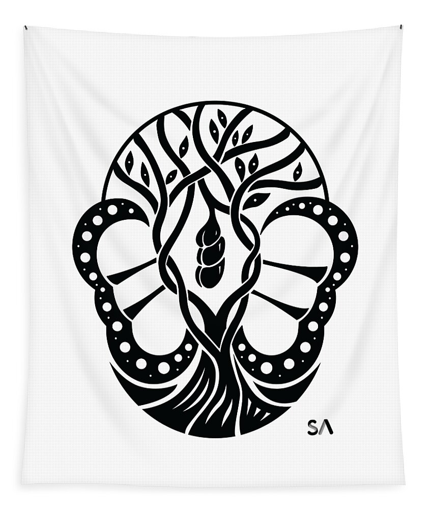 Black And White Tapestry featuring the digital art Butterfly by Silvio Ary Cavalcante