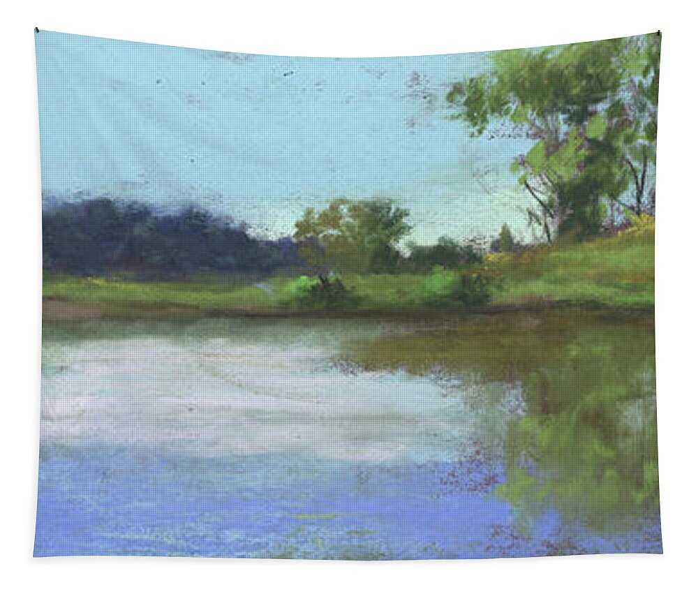 Ohio Landscape Painting By Terri Meyer Tapestry featuring the painting Byers Woods Fishing Hole by Terri Meyer