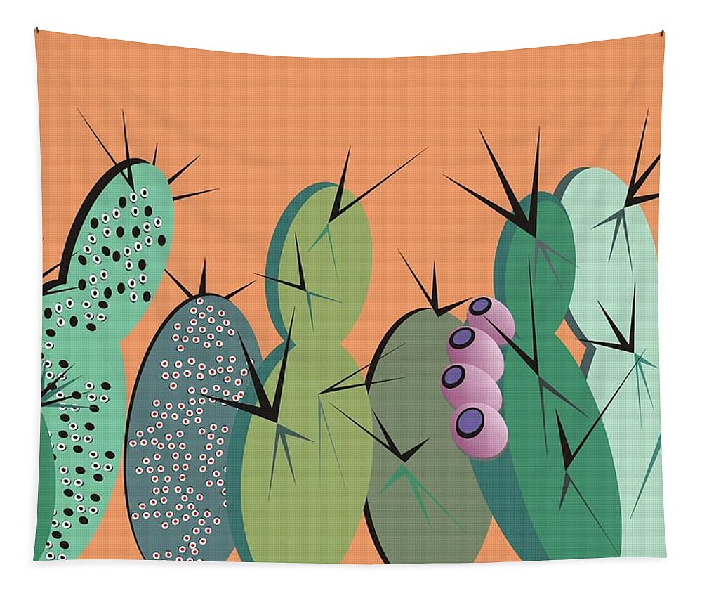 Cactus Tapestry featuring the digital art Cactus Party by Ted Clifton