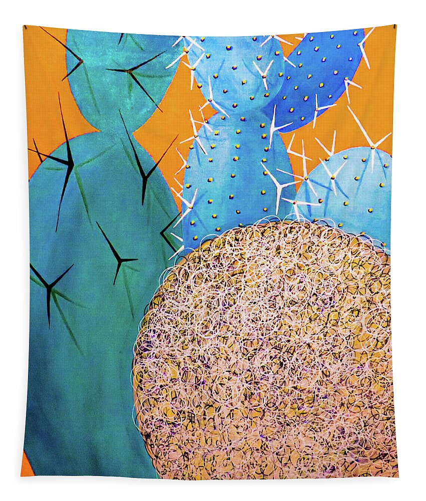 Cactus Tapestry featuring the painting Cactus Tumble by Ted Clifton