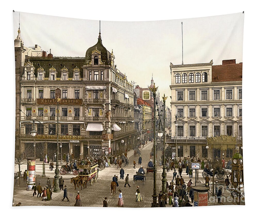 1895 Tapestry featuring the photograph Cafe Bauer on Unter den Linden, Berlin, Germany by Granger