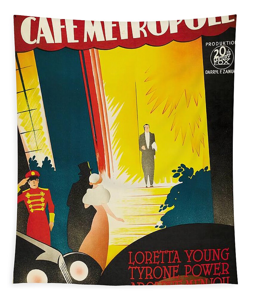 Rohman Tapestry featuring the mixed media ''Cafe Metropole'' - 1937 - art by Eric Rohman by Movie World Posters